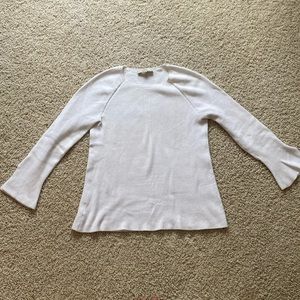 White Large loft sweater. Bell sleeves with slits around cuffs.